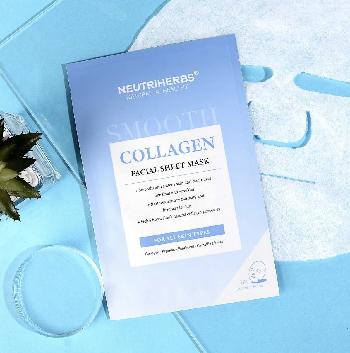 lakštinė veido kaukė su kolagenu