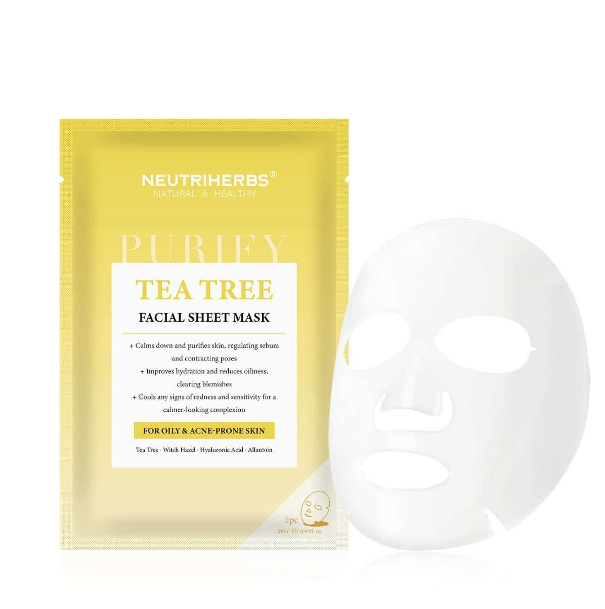 veido kaukė su arbatmedžiu