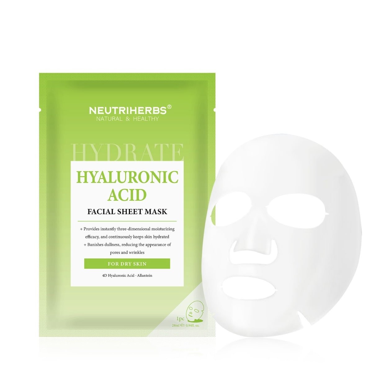 veido kaukė su hialurono rūgštimi