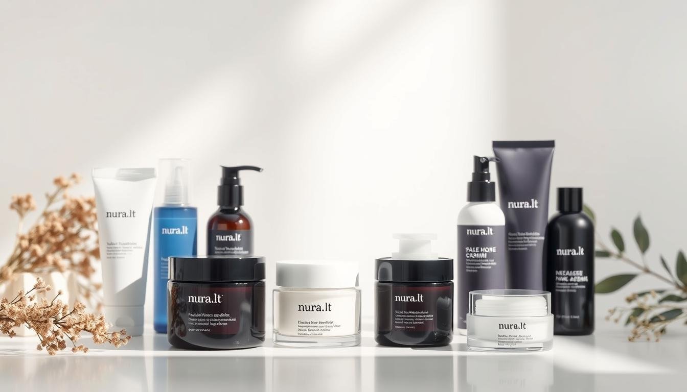 A serene still life showcasing a collection of high-quality, natural skincare products from the nura.lt brand, meticulously crafted to nourish and rejuvenate dry skin. The scene features an array of luxurious moisturizers, creams, and serums in sleek, minimalist packaging, arranged in a harmonious composition that captures the essence of the brand's commitment to using only the finest, sustainably sourced ingredients. Soft, diffused lighting illuminates the products, creating a sense of tranquility and inviting the viewer to explore the transformative power of these carefully curated skincare solutions. The overall atmosphere evokes a sense of purity, sophistication, and the promise of healthier, more radiant skin. A serene still life showcasing a collection of high-quality, natural skincare products from the nura.lt brand, meticulously crafted to nourish and rejuvenate dry skin. The scene features an array of luxurious moisturizers, creams, and serums in sleek, minimalist packaging, arranged in a harmonious composition that captures the essence of the brand's commitment to using only the finest, sustainably sourced ingredients. Soft, diffused lighting illuminates the products, creating a sense of tranquility and inviting the viewer to explore the transformative power of these carefully curated skincare solutions. The overall atmosphere evokes a sense of purity, sophistication, and the promise of healthier, more radiant skin.